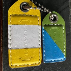 Authentic Coach Double Purse Charm Fob Leather Unique Rare Color Combination